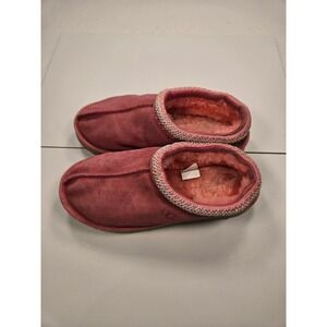 UGG Tasman Suede Platform Slippers Rose Pink Sheepskin Lining 5955 Womens Size 9
